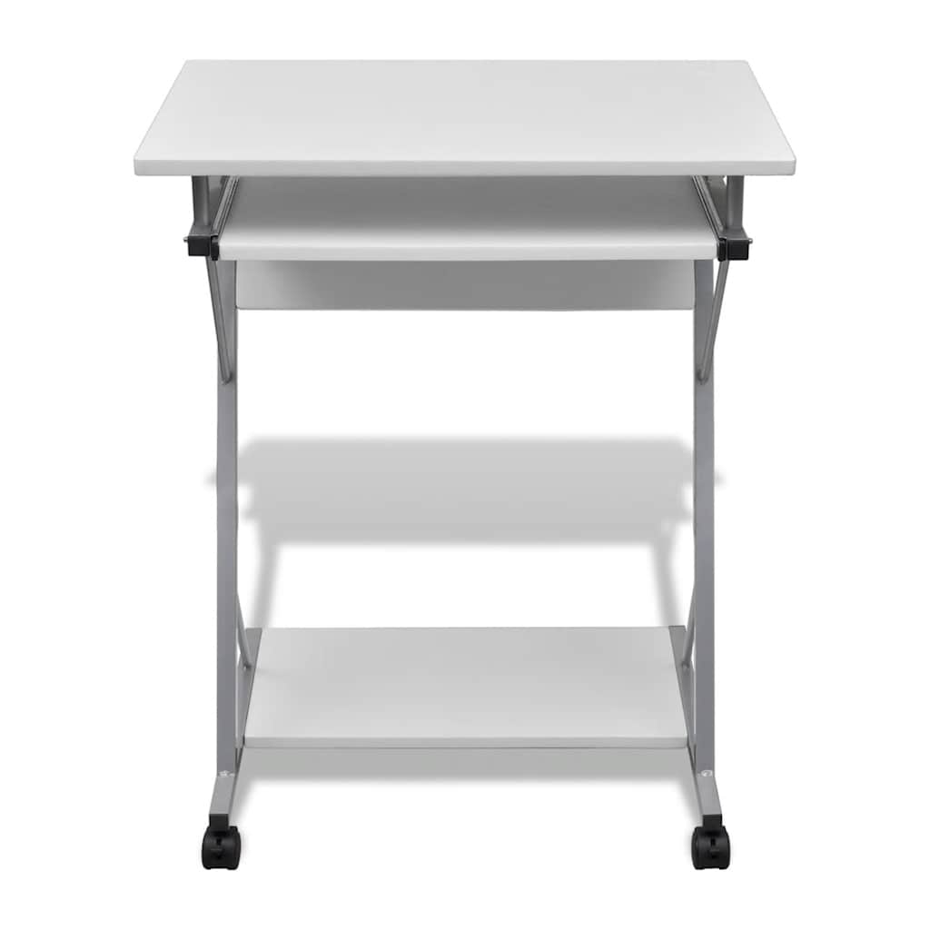 Compact Computer Desk with Pull-out Keyboard Tray White