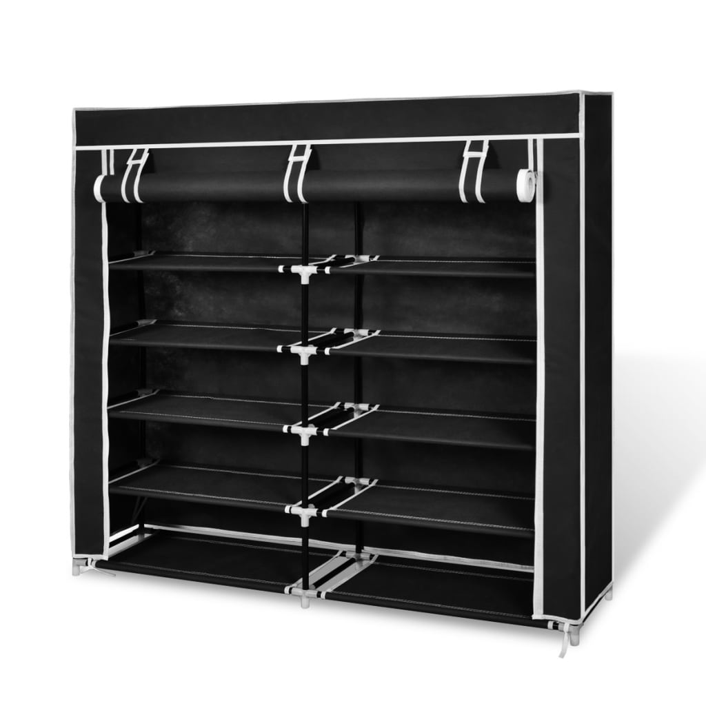 Shoe Rack | Black | Powder-coated steel, Polyethylene fabric