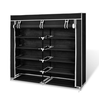 Shoe Rack | Black | Powder-coated steel, Polyethylene fabric