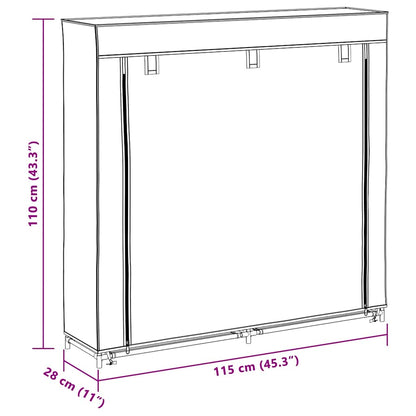 Fabric Shoe Cabinet with Cover 115 x 28 x 110 cm Brown