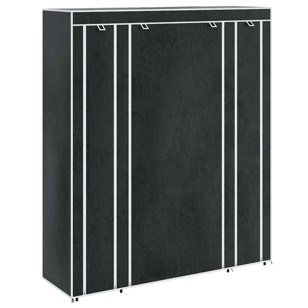 Fabric Wardrobe with Compartments and Rods 45x150x176 cm Black