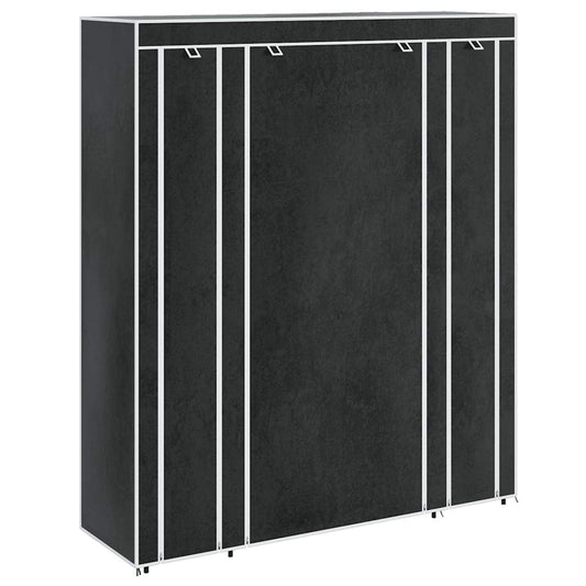 Fabric Wardrobe with Compartments and Rods 45x150x176 cm Black