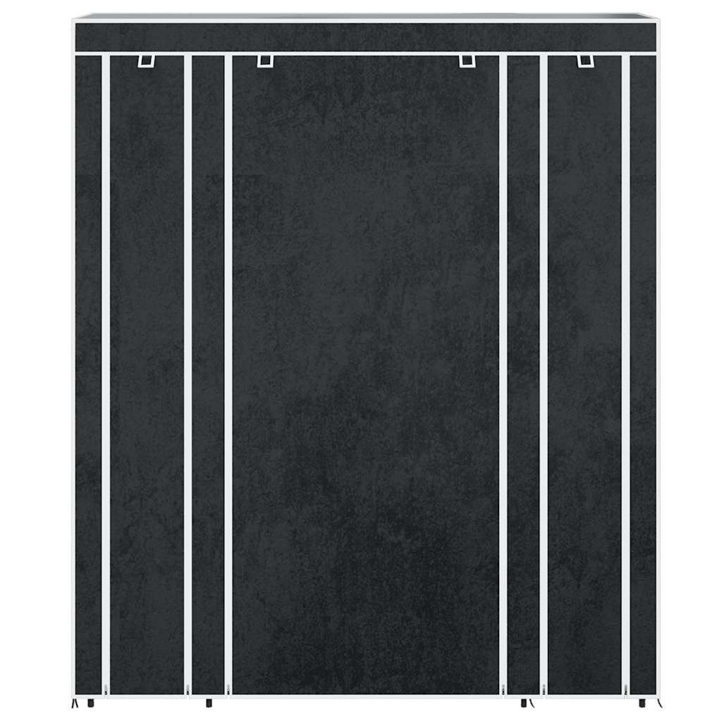 Fabric Wardrobe with Compartments and Rods 45x150x176 cm Black