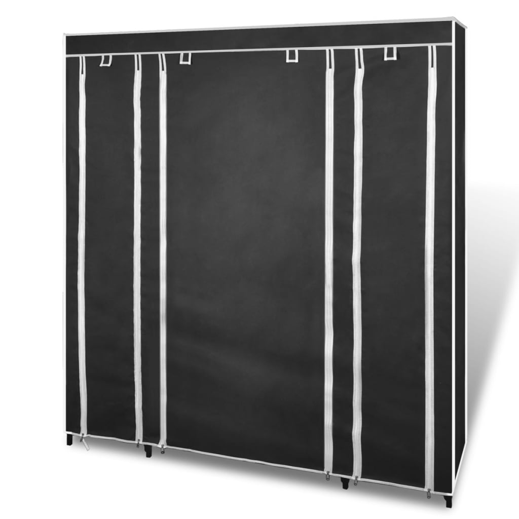 Cabinet | Black | Non-woven Fabric, Iron | Collapsible | Fabric Wardrobe