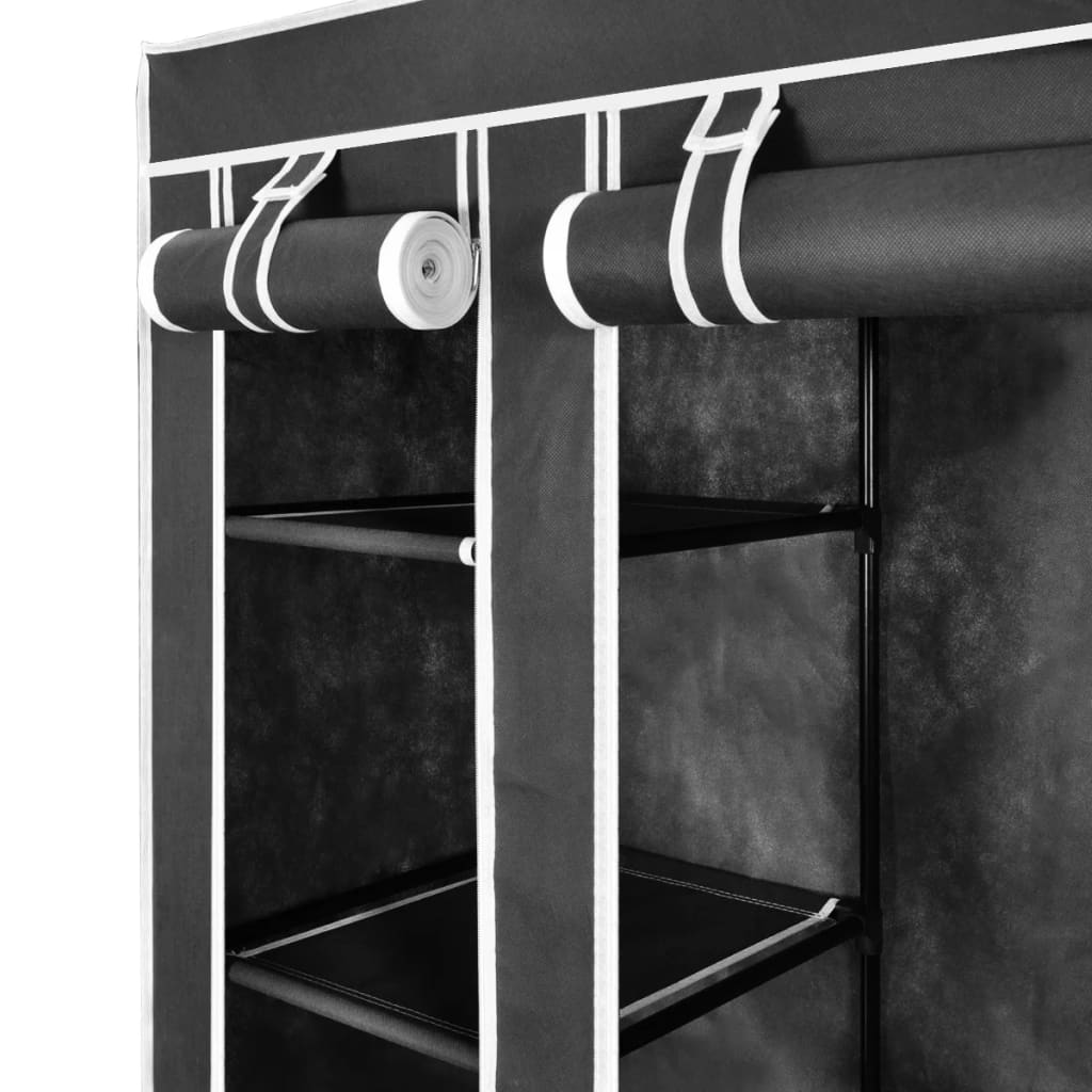 Cabinet | Black | Non-woven Fabric, Iron | Collapsible | Fabric Wardrobe