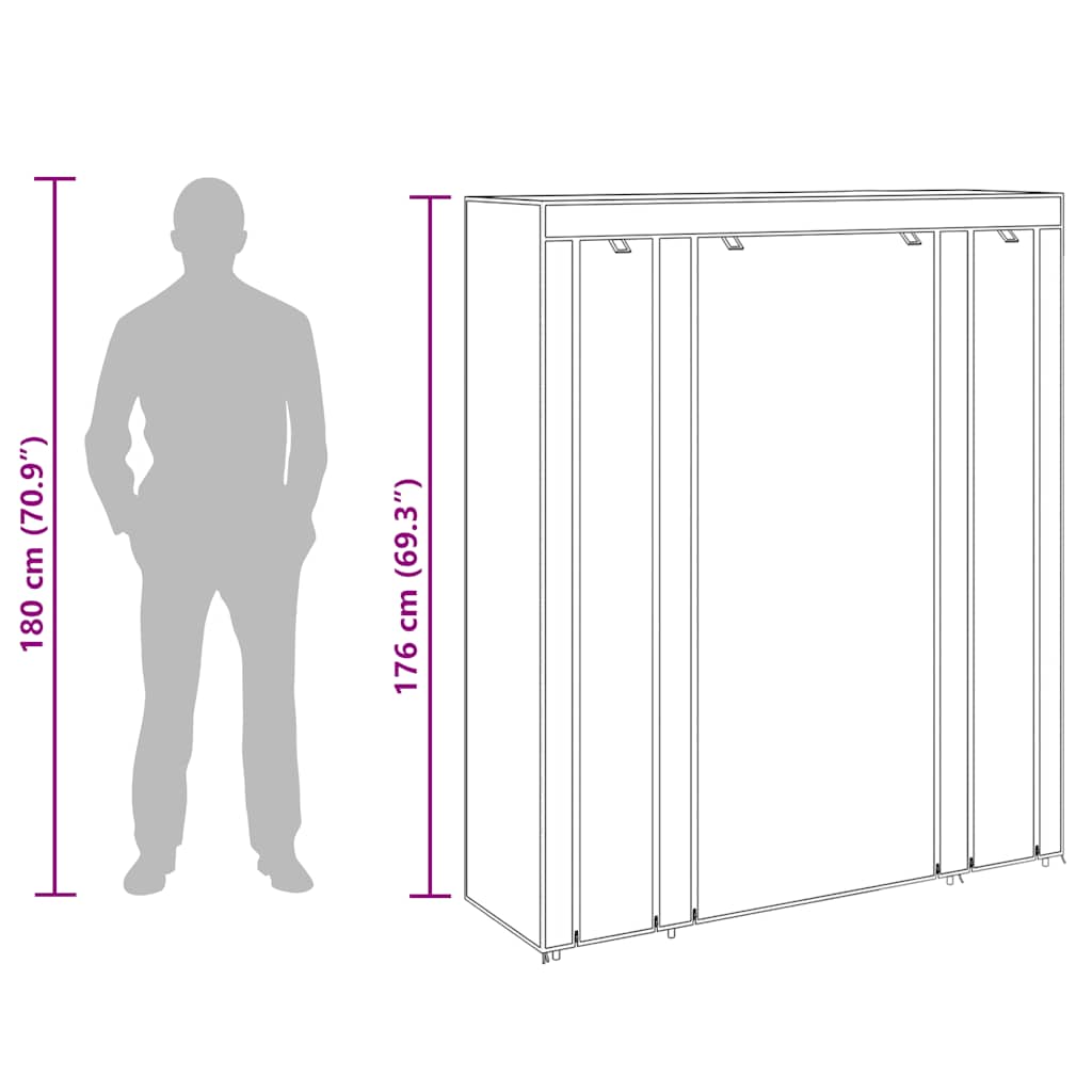 Cabinet | Black | Non-woven Fabric, Iron | Collapsible | Fabric Wardrobe