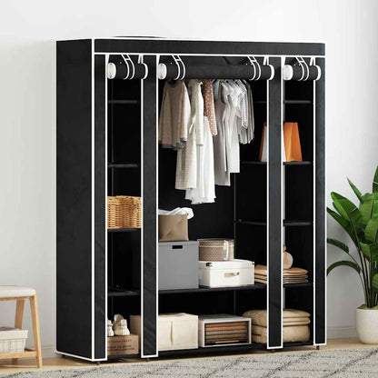 Cabinet | Black | Non-woven Fabric, Iron | Collapsible | Fabric Wardrobe