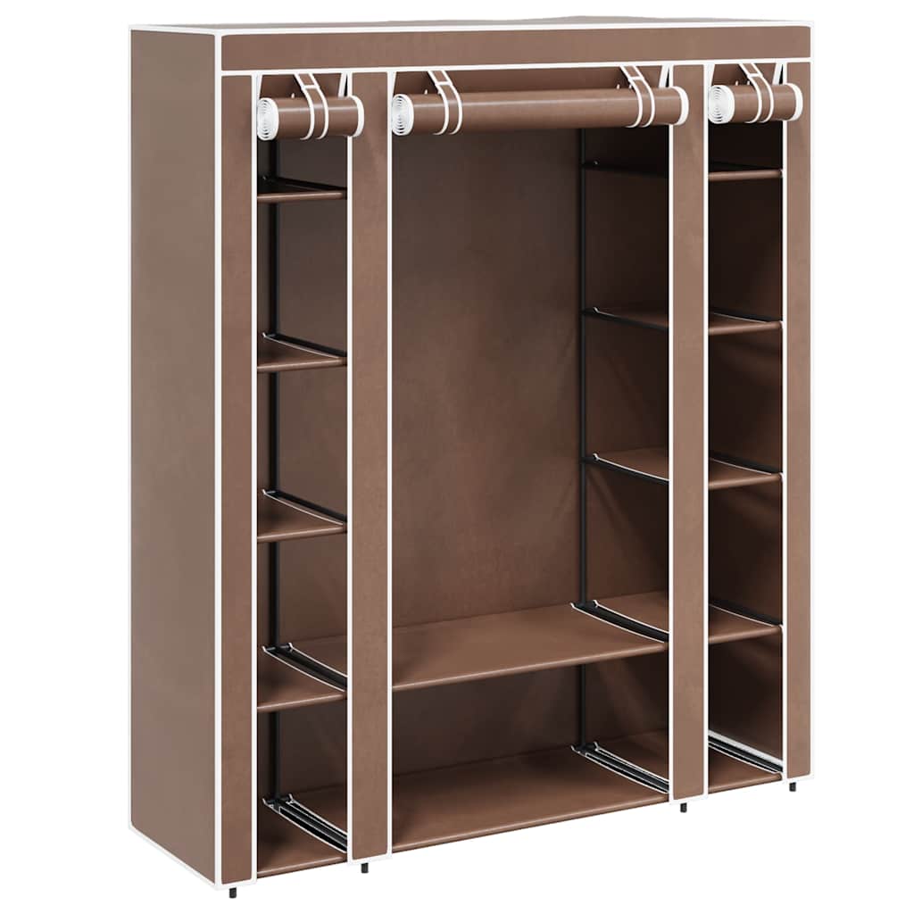 Fabric Wardrobe with Compartments and Rods 45x150x176 cm Brown