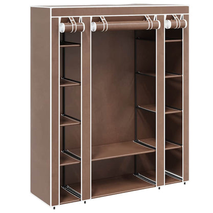 Fabric Wardrobe with Compartments and Rods 45x150x176 cm Brown