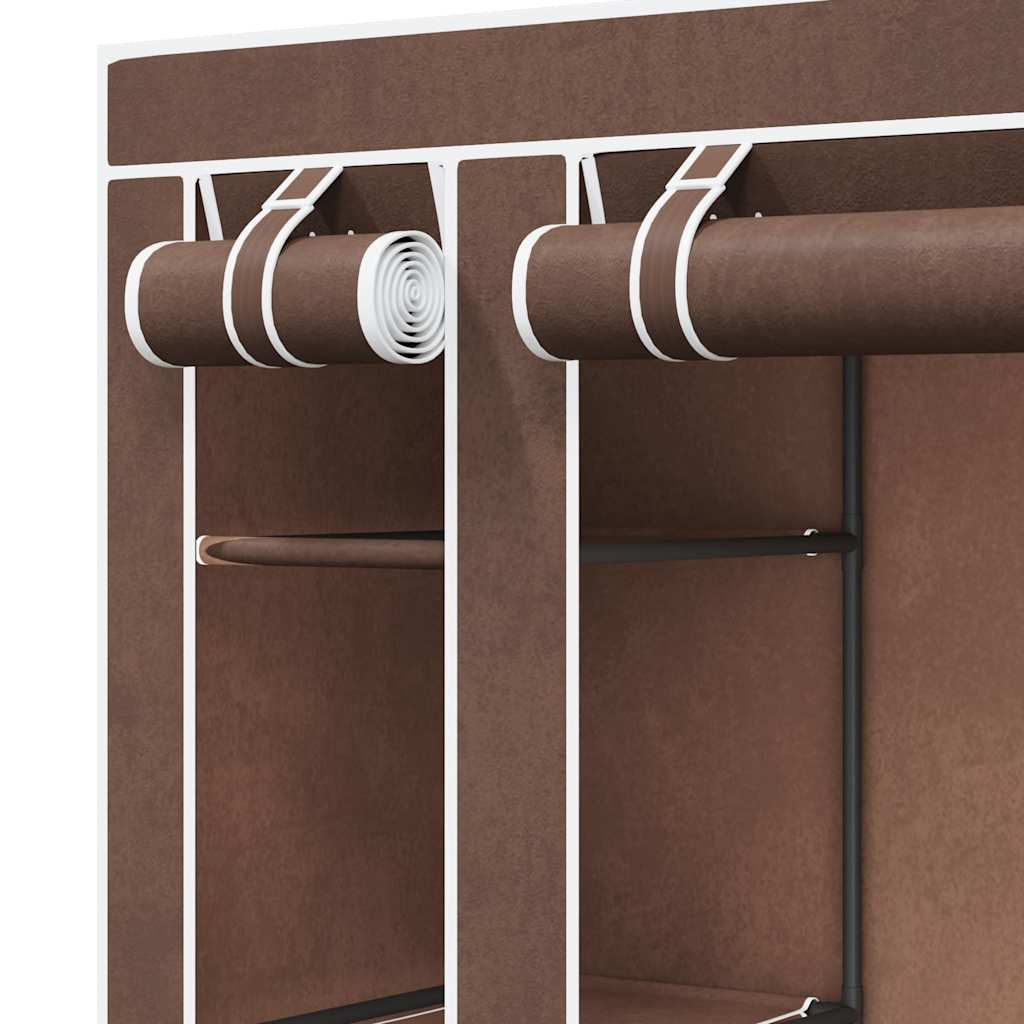 Fabric Wardrobe with Compartments and Rods 45x150x176 cm Brown