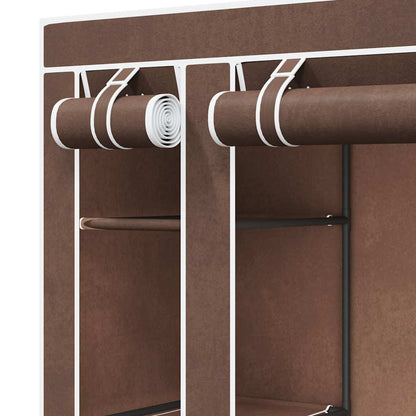 Fabric Wardrobe with Compartments and Rods 45x150x176 cm Brown