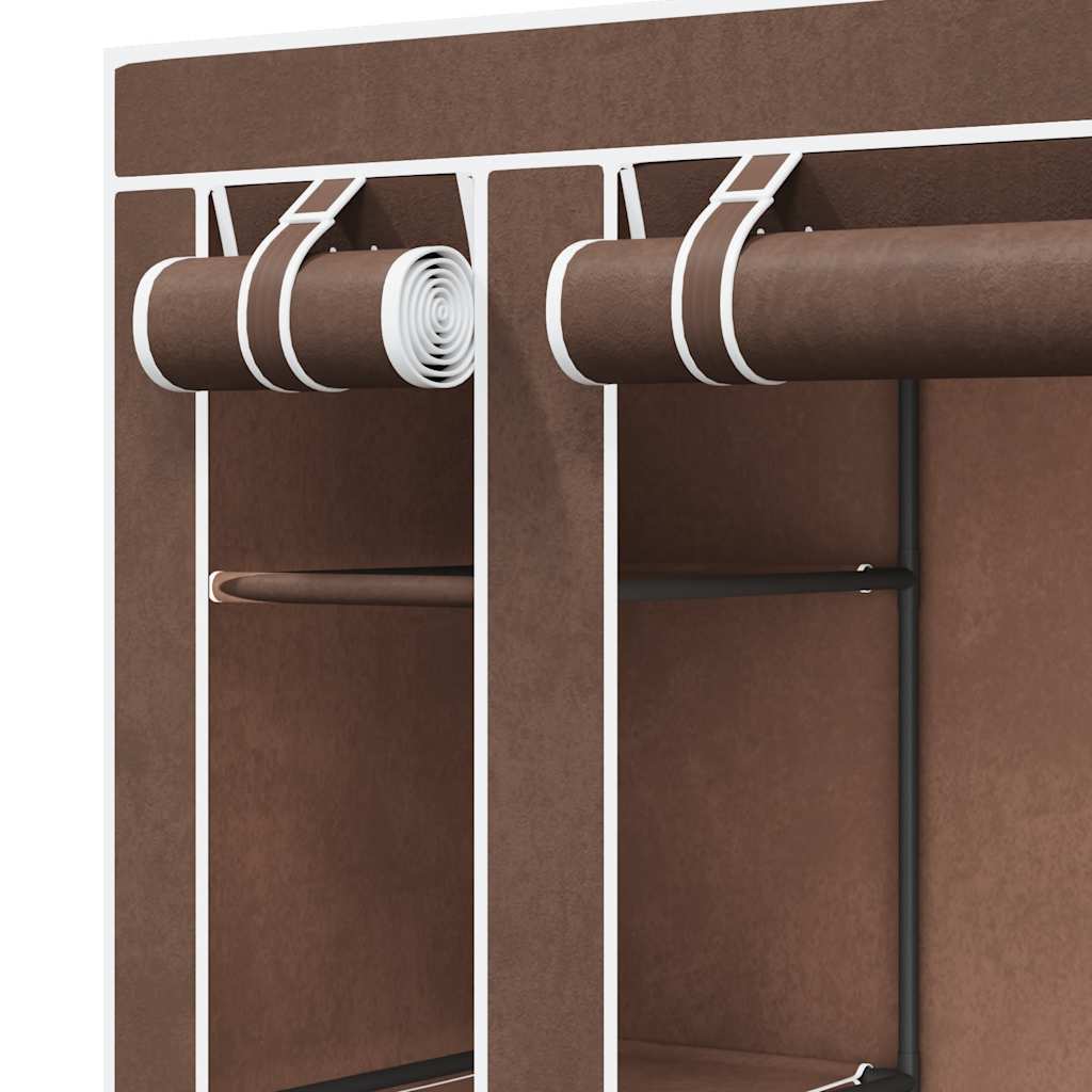 Fabric Wardrobe with Compartments and Rods 45x150x176 cm Brown