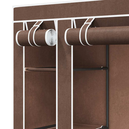 Fabric Wardrobe with Compartments and Rods 45x150x176 cm Brown