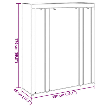 Fabric Wardrobe with Compartments and Rods 45x150x176 cm Brown