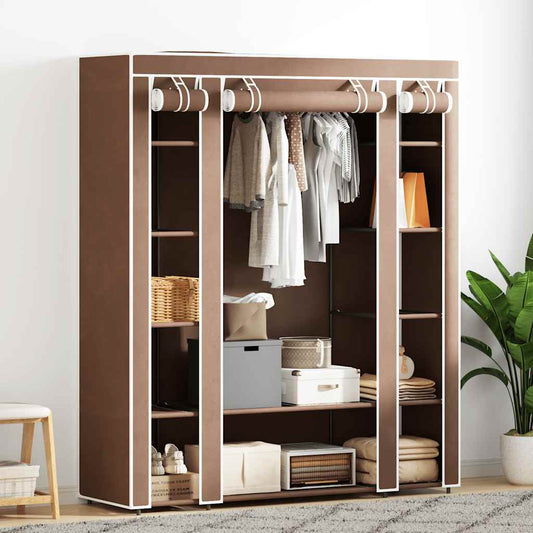 Fabric Wardrobe with Compartments and Rods 45x150x176 cm Brown