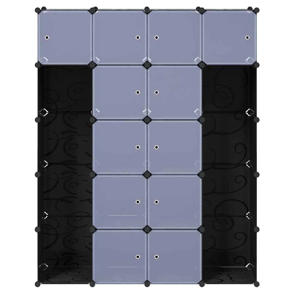 Modular Cabinet 14 Compartments Black and White 37x146x180.5 cm