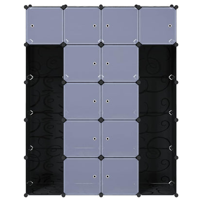 Modular Cabinet 14 Compartments Black and White 37x146x180.5 cm