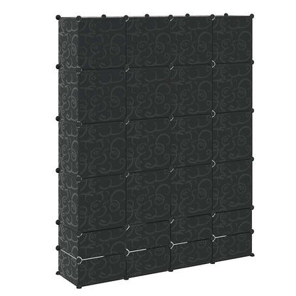 Modular Cabinet 18 Compartments Black and White 37x146x180.5 cm