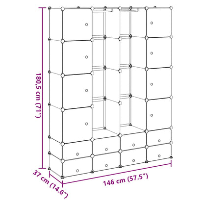 240502 vidaXL Modular Cabinet with 18 Compartments White 37 x 146 x 180,5 cm
