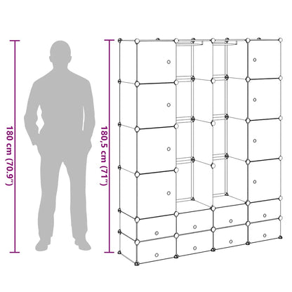 Modular Cabinet 18 Compartments White 37x146x180.5 cm