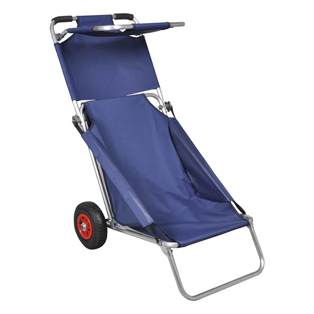 90446 vidaXL Beach Trolley with Wheels Portable Foldable Blue