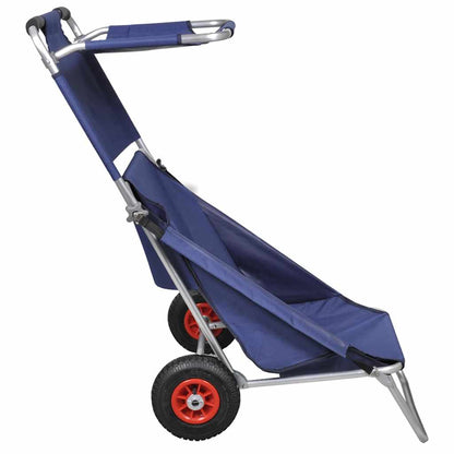 90446 vidaXL Beach Trolley with Wheels Portable Foldable Blue