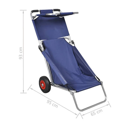 90446 vidaXL Beach Trolley with Wheels Portable Foldable Blue