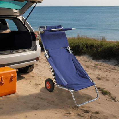 90446 vidaXL Beach Trolley with Wheels Portable Foldable Blue