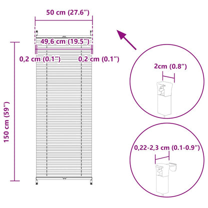 Plisse Blind 50x150cm White Pleated Blind