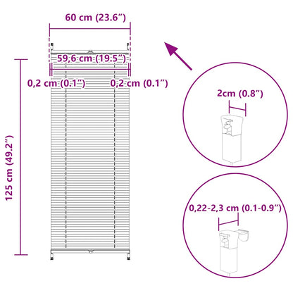 Plisse Blind 60x125cm White Pleated Blind
