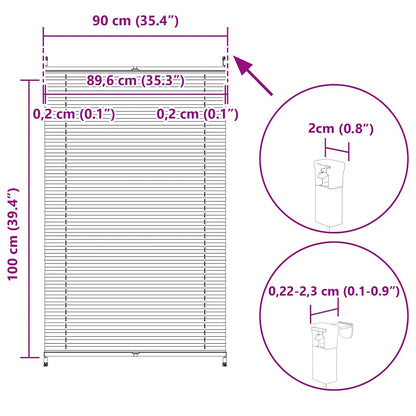 Plisse Blind 90x100cm White Pleated Blind