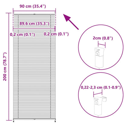 Plisse Blind 90x200cm White Pleated Blind