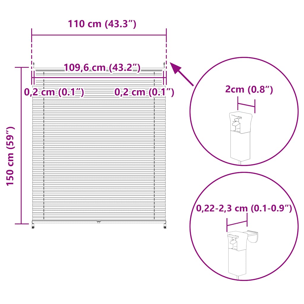 Plisse Blind 110x150cm Cream