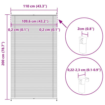 Plisse Blind 110x200cm White Pleated Blind