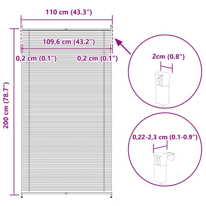 Plisse Blind 110x200cm White Pleated Blind