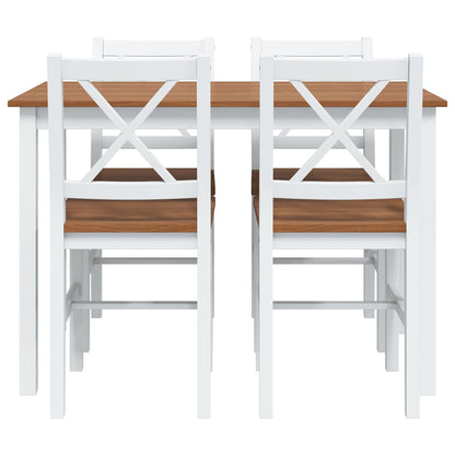 5 Piece Dining Set Brown and White