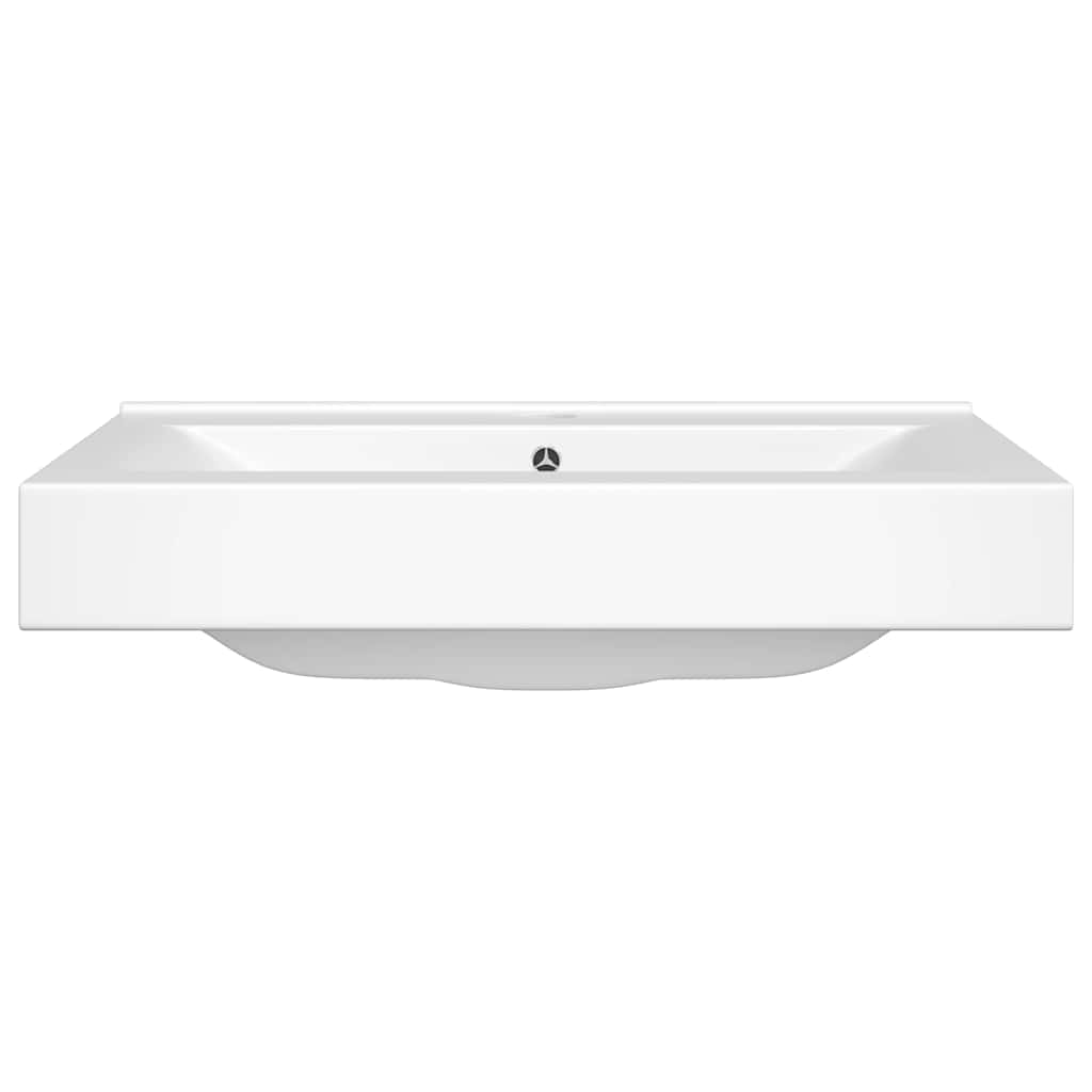 Rectangular Ceramic Basin Sink White with Faucet Hole 60x46 cm