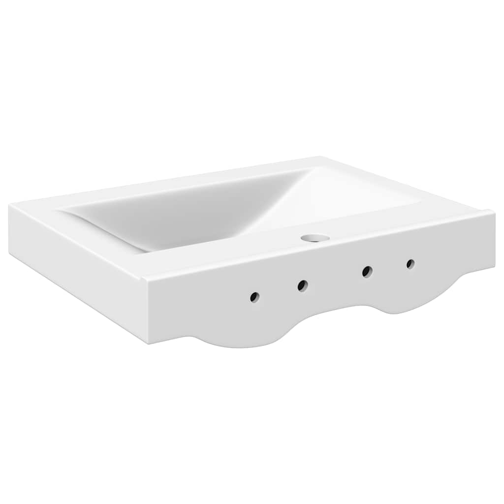 Rectangular Ceramic Basin Sink White with Faucet Hole 60x46 cm