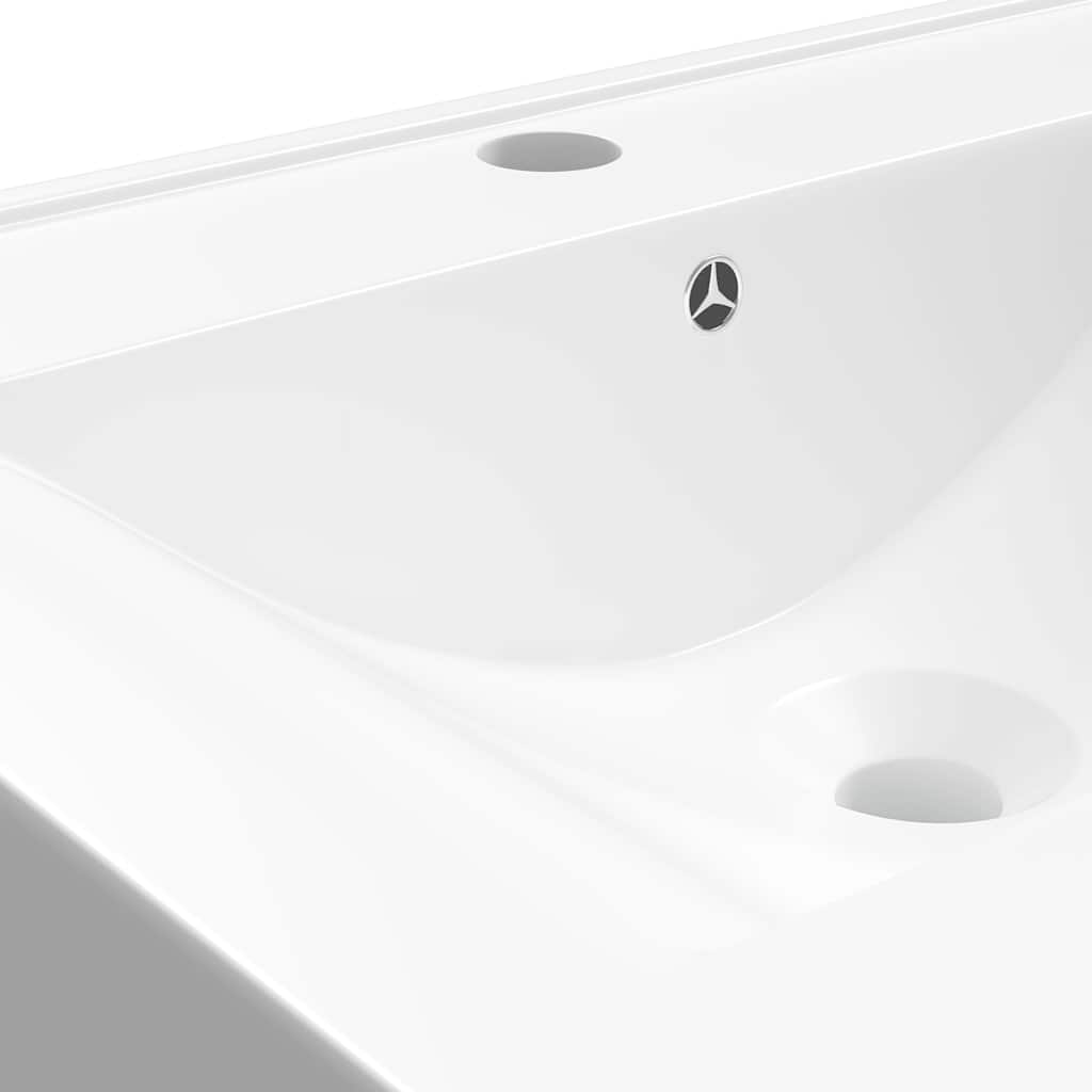 Rectangular Ceramic Basin Sink White with Faucet Hole 60x46 cm