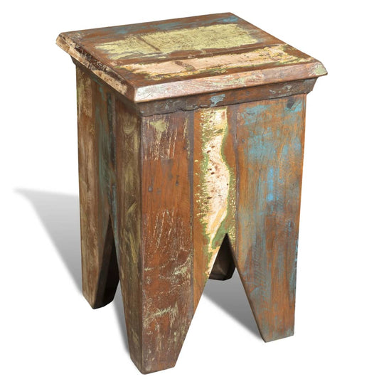 Vintage Stool | Multicolour | Reclaimed solid wood | Compact