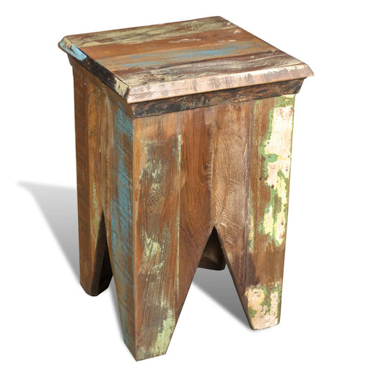 Vintage Stool | Multicolour | Reclaimed solid wood | Compact