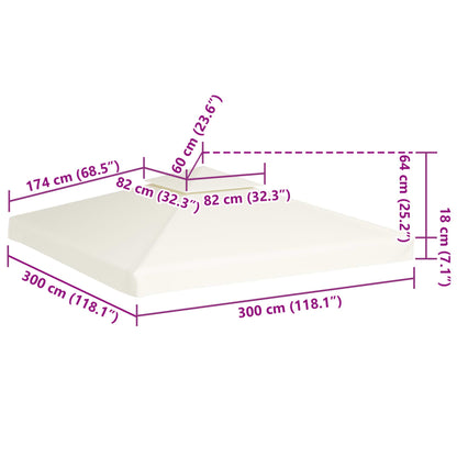 Gazebo Canopy | Cream White | Polyester, PVC coated | 3x3 metres