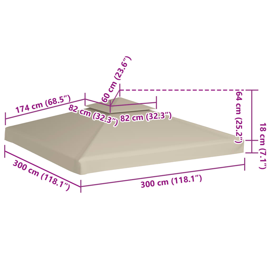 Cover For Pavilion | Beige | Polyester with PVC coating | 3x3 metres
