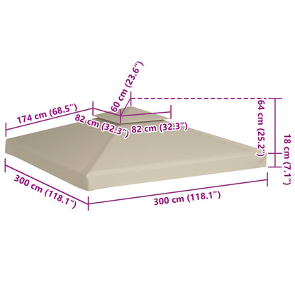 Cover For Pavilion | Beige | Polyester with PVC coating | 3x3 metres