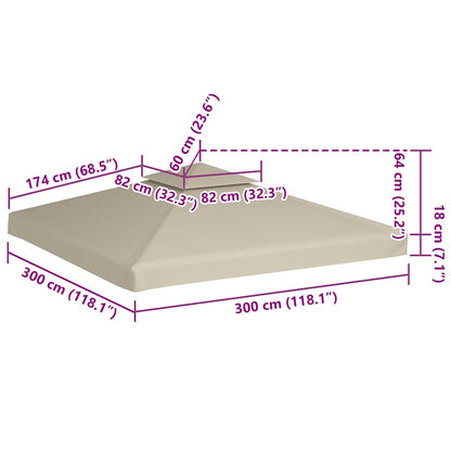 Gazebo Cover Canopy Replacement 310 g / m² Beige 3 x 3 m