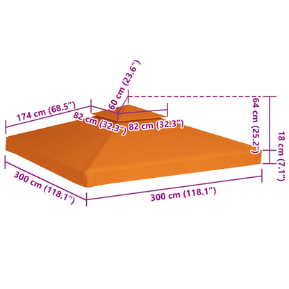 Gazebo Canopy | Orange | Polyester with PVC Coating | 3m x 3m