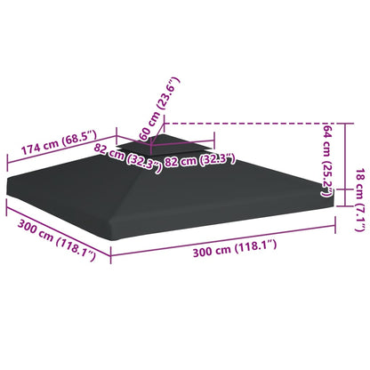 Gazebo Canopy | Dark Grey | Polyester with PVC coating | 3x3m