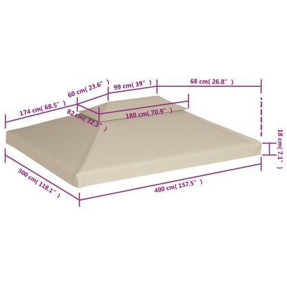 Gazebo Cover Canopy Replacement 310 g / m² Beige 3 x 4 m
