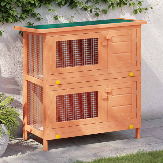 Rabbit Hutch | Brown, Green | Pine wood, Plywood, Powder-coated iron