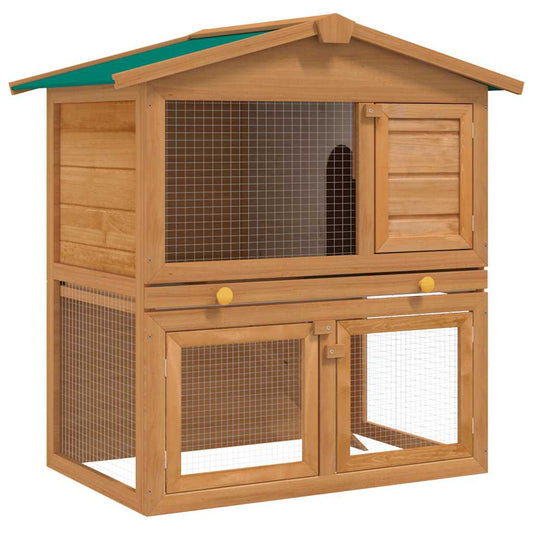 Rabbit Hutch | Brown | Solid pine wood | Large | Rabbit Hutch